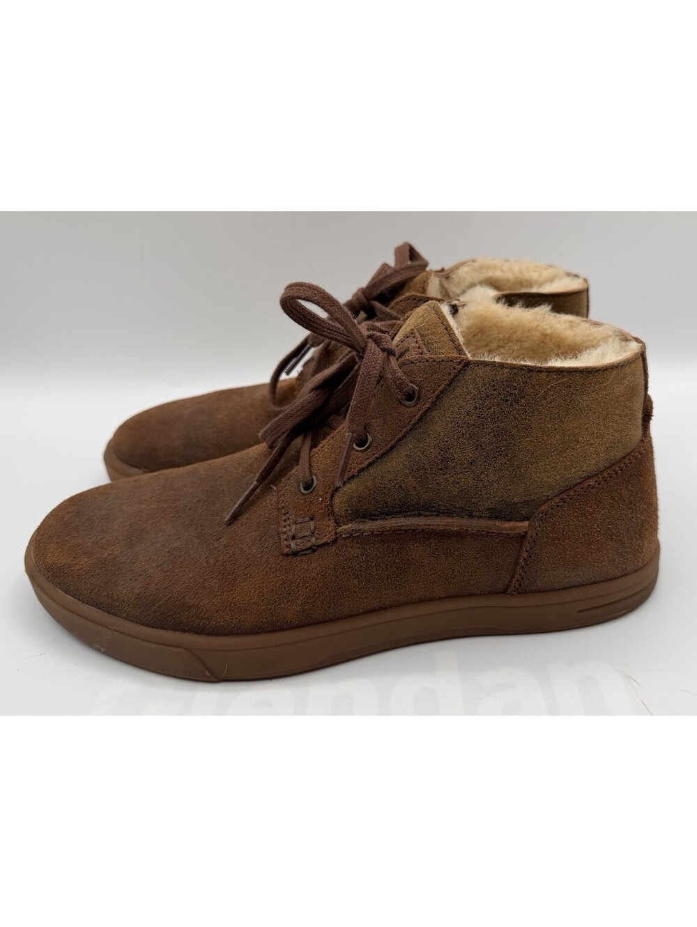 UGG Derick Chestnut Suede Chukka Boots Men’s 8 Shearling Lined Lace Up Cozy EUC